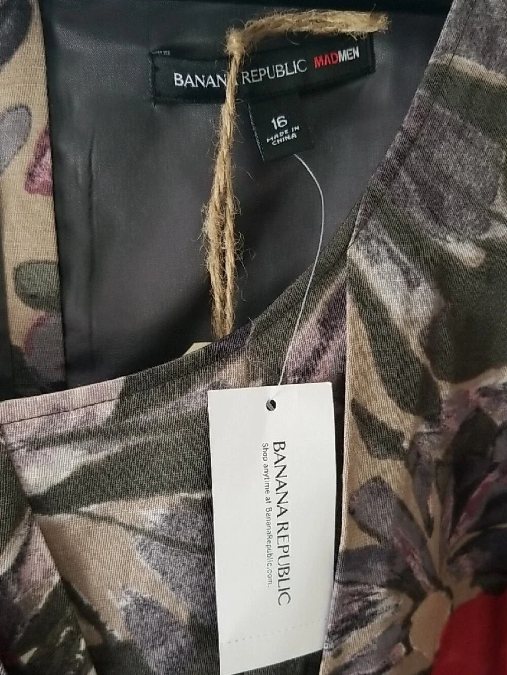 Floral Scoop Neck A-Line Dress in Pink & Olive - Picture 2 of 8